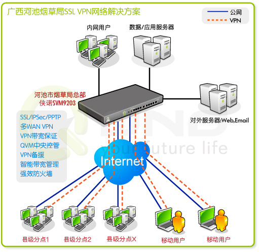 圖示:廣西河池市SSL VPN網路應用圖